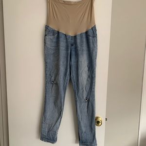 Distressed Indigo Blue Maternity Jeans